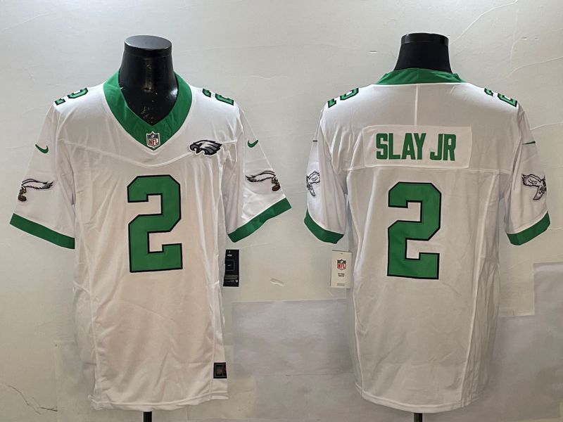 Men Philadelphia Eagles #2 Slay jr White Retro three generations 2025 Nike Vapor Limited NFL Jersey style 4
